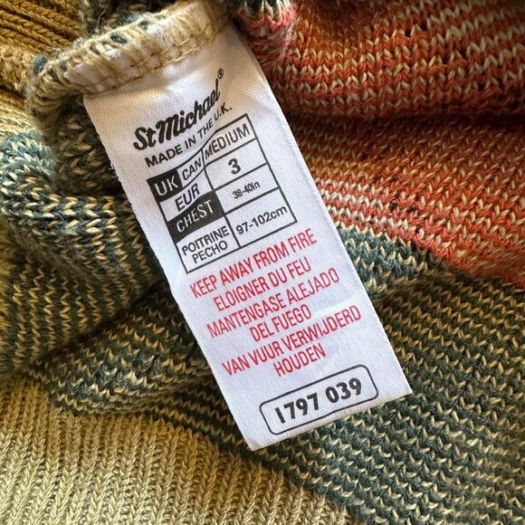 St. Michael by Marks & Spencer UK Knit Crew Neck Sweater‎ Men Med Yellow Green - Picture 6 of 8